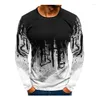 Heren t shirts dunne t-shirt met lange mouwen mannen 2023 zomer heren mode sport fitness persoonlijkheid print shirt witte Aziatische maat