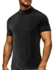 T-shirts pour hommes Summer Fashion America Style Col roulé pour hommes T-shirt à manches courtes Couleur unie Slim Fit Simple Basic Bottoming Pullover