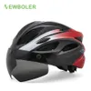 Casques de cyclisme NEWBOLER ultra-léger cyclisme casque de sécurité en plein air moto vélo feu arrière casque amovible lentille visière vtt route casque de vélo P230419