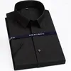 Camicie casual da uomo Camicia elegante elasticizzata in fibra di bambù a maniche corte di lusso Plus Size Business Blu Viola Social Office Smart