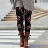 Kvinnors leggings byxor jul rött vinglas grafisk casual yoga isolerade tights borstade vinter pantaloner de mujer