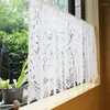 Curtain 140CMX68CM White Sheer Lace With Wave Hem Floral Pattern Decorative Voile Window Valance For Kitchen Cafe Bar Home Decor