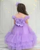 Robes de fille 1-16 ans lilas Tulle fleur filles robe princesse fête de mariage Junior demoiselle d'honneur robe de bal soirée anniversaire pour