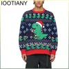 Damestruien IOOTIANY Heren Herfst Feest Vakantie Pullovers 3D-geprinte losse sweatshirts Top Grappig Schattig Cartoon Dinosaurus Lelijke kersttrui 231118