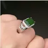 Cluster Ringe Natürlicher Hetian Jade Mann Ring 925 Sterling Silber Großhandel Feiner Schmuck 9 13mm Edelstein