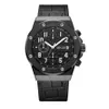 Quartz cronógrafo clássico Relógios esportivos à prova d'água Pulso casual relógio Sapphire Black Leather Strap Sport Man Watches