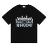 Designer Vêtements de mode Tees Hip Hop Tshirts Rhude Casino Hd Castle Print T-shirt Nouveau Coton d'été Loose Mentille pour femmes