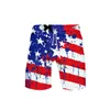 Men's Shorts USA Flag American Stars and Stripes 3D Board Trunks Summer Suchy plaż