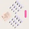 False Nails 24pcs Geometric Ripple Artificial With Designs Wearable French Press On Long Almond Shape Full Fake Nail Tips