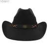 Breite Krempe Hüte Eimer Männer Frauen Woll Western Cowboy Sonnenhüte Party Reise Sombrero Outdoor Caps Klassisch Retro US Größe 7 1/4 UK L 240319