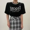 Womens TShirt Komiyama Patchwork Pearl Y2k Abbigliamento Coreano Chic Lettera Stampa Top Donna T-shirt manica corta Estate Spallina Tees 230420