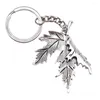 Keychains Men Keychain Keyring 2 Färger 55x45mm Leaves Pendant Souvenirs Gift