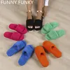 Für Frauen Winter weicher oberer Peep Zeh verdickte Kante Nicht -Schlupf -Sohle -Haus -Hausschuhe Haus Flat Slides Frau Schuhe