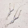Anklets Stonefans 2pcs 세트 Boho Rhinestone Connected Anklet Bracelet Foot Foot Chain Hand Harness Jewelry Gift