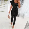 Kvinnors jumpsuits rompers 2023 Spring Autumn Sexig Jumpsuit Women Sequin Patchwork Kort ärm Slim Bodycon Outfits Lady Elegant One Piece Party Overalls P230419