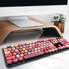 Teclados Teclados Cool cor vermelha teclado sem fio mouse cor punk teclado escritório
