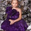 Nuovo abbigliamento da ragazza di fiori lucenti Bling formale OCN OCN Damigella Farebbe Pageant Birthday Birthday Christma Tutu una spalla Abito da ballo a maniche lunghe Robe 403