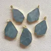 Pendant Necklaces FUWO Semi Precious Stone Irregular Shape Gilt Edges Amazonite Handmade Crafts Necklace Accessories For Woman PD338 5Pcs