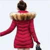 Frauen Daunen Parkas Winterjacke Frauen Park Winter weibliche lange Jacke Wintermantel Frauen Weinrot Pelzkragen warme Damen Winter Daunenjacke 231118