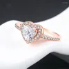 Anneaux de mariage en forme de cœur pour femmes, Kpop romantique, brillant, couleur or Rose, bijoux en gros, cadeau d'anniversaire, R841