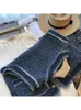 Womens Vesten Zomer Koreaanse Stijl Casual Oneck Mouwloze Denim Tank Top Mode Straat Blauw Y2K Losse Enkele Borst 231118