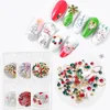 Nail Art Decorations 6 Packs Christmas Rivet Studs Snowflake Santa Claus Candy Xmas Colorful Red Metal Hat Flake Manicure Accessories Set 231120