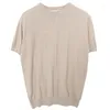 Men's T-skjortor 2023 Summer Knit Casual Crew Neck Kort ärm T-shirt för män Kläder Fashion Pure Color Sticking Tee Shirt