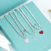 Tiffanybracelet Модные женские ожерелья Love Heart Tiffanyset Ожерелье Кулон Дамы Дизайнерские золотые украшения Мужские свадебные рождественские подарки Тиффани Ожерелье 3 50