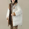 Giacche da donna Piumino d'anatra bianco Donna 2023 Cappotto invernale allentato di grandi dimensioni con cappuccio Casual Slim Letter Cappotto femminile adatto al freddo 231118