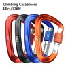 Koorden slingeren en singelen 4 stks schroefslot d vorm klimbakken Carabiner 12kn multifunctioneel snel hangende vaste haak buiten EDC gespen hondenketen sleutelhanger 230419