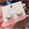 Kolczyki Bling Dangle Bling For Women Butterfly Cyrcon Ear Biżuteria