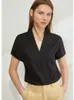 T-shirt da donna Amii Minimalism Summer Fashion Camicetta da donna Ufficiale Lady Manica corta Solido scollo a V Camicia ampia Causale Top da donna 12160019 230419