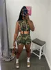 Tracksuits voor dames Hirigin Camouflage Print Sexy mouwloos vest Crop top en shorts Skinny Club Party Two Piece Set zomer Casual Women Tracksuit P230419