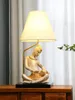 Table Lamps Southeast Asian Solid Wood Carving Maid Bedroom Living Room Decoration Lamp Ornament Lighting Thai Desk Lights