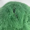 Fourrure pour femmes Faux JANEFUR vert manteau de mouton mongol femmes 2023 Long 100 cm mode de luxe personnalisé hiver réel manteaux d'agneau tibétain 231118