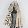 Parka imperméable en fausse fourrure pour femme, manteau en vrai lapin, col de raton laveur naturel, veste d'hiver, vêtements d'extérieur pour femmes, amovible et chaud, 231120