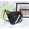 Men's designer waist bag Chaopai Off brand White handbag Clip Women's Printed Black and Striped Double with Ow Leather Crossbody Backpack