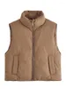 Gilets Femmes Chronstyle Femmes Puffer Gilet Solide Couleur Col Montant Gilet Matelassé Hiver Casual Extérieur Sans Manches Veste Rembourrée Manteau