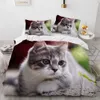 3D -sängkläder set vit täcke täcke täcke set compefer säng linnet kudde king drottning 140*210 cm storlek hundar husdjur katt katt design 210319stransparent telefon