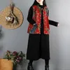 Gilets pour femmes Automne Hiver Lâche Rétro Littéraire Femmes Vêtements Chinois Traditionnel Tops Impression Coton Lin Manteaux Ethnique