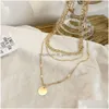 Hanger Kettingen Mode Vintage Ketting Op Hals Goud Kleur Ketting Sieraden Gelaagde Accessoires Voor Vrouwen Meisjes Hanger Drop Dhgarden Otgqj