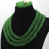 Collier boucles d'oreilles ensemble vert nigérian perles africaines bijoux Costume mariage mariée boucles d'oreilles/Bracelet/collier en gros ALJ783