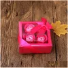 Outros suprimentos de festa de evento feitos à mão suprimentos de festa de evento 4 pcs banho perfumado corpo rosa flor sabão decoração de casamento dia dos namorados g dhia6