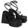 Sandálias gigifox preto branco tamanho grande 48 elegante plataforma robusta salto alto sandálias femininas sapatos de verão sexy para mulher z0420