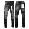 Purple Mens Designer nödställd Black Ripped Biker Fit Motorcykelcyklister Pants For Men Fashion Men's Design Streetwear Slim Jeans Size 29-40.