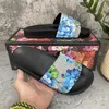 디자이너 남성 여성 샌들 올바른 꽃 상자 먼지 봉투 신발 뱀 인쇄 슬라이드 여름 와이드 플랫 샌들 슬리퍼