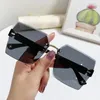 Sunglasses UV400 Rimless Women 2023 Pilot Sun Glasses Gradient Shades Cutting Lenses Ladies Frameless Metal Eyeglasses