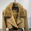 Piumini Parka da donna Cappotti invernali con collo in vera pelliccia di visone Cintura sottile Giacche lunghe Piume d'oca Outwear 231118