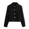 Womens Jackets UNIZERA Winter Fashion Polo Neck Pocket Buckle Edge Blended Short Jacket Coat 231118