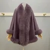 Parka da donna in piumino 2023 misto lana cappotto in vera pelliccia mantello poncho da donna mantelle con giacca invernale da donna scialle moda calda di lusso 231120